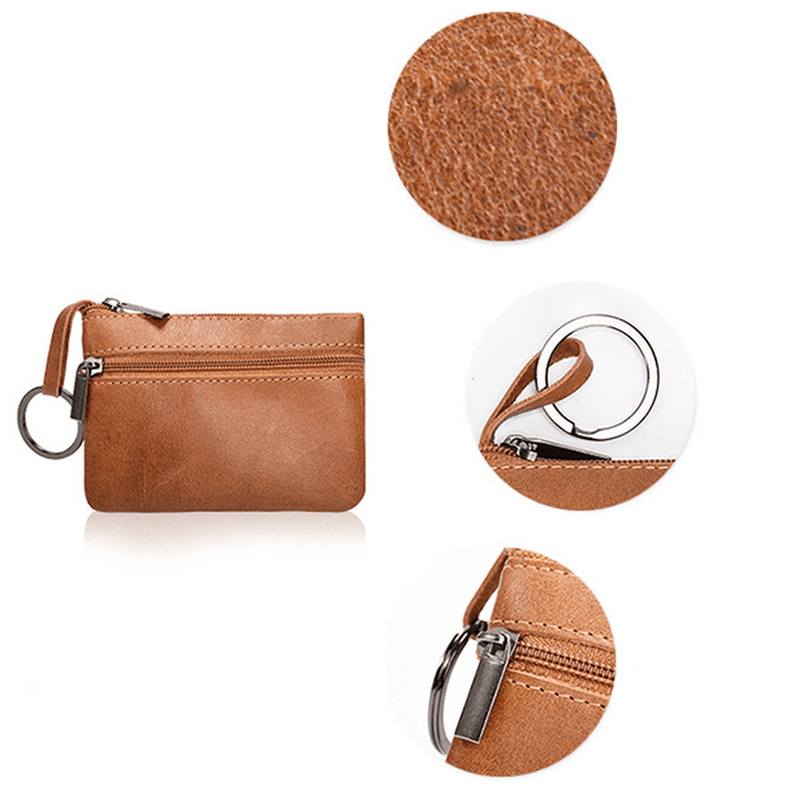 Genuine Leather Small Portable Coin Bag Card Holder Key Bags - MRSLM