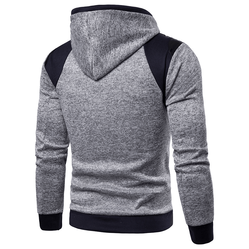 New Style Men'S Sweater Creative Splicing Sleeve Casual Hooded Men'S Sweater - MRSLM