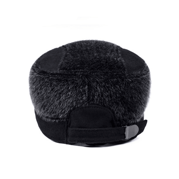 Unisex Imitation Mink Fur Earflap Ear Muffs Baseball Cap Adjustable Faux Fur Outdoor Military Hat - MRSLM