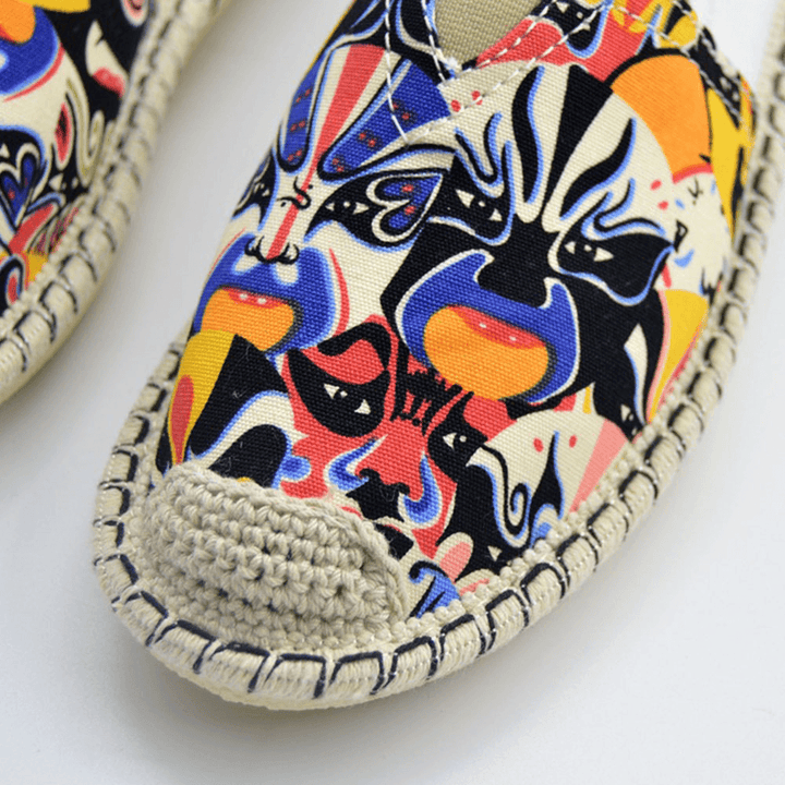 Women Pattern Slip on Woven Comfy Hand Stitching Casual Flat Shoes - MRSLM