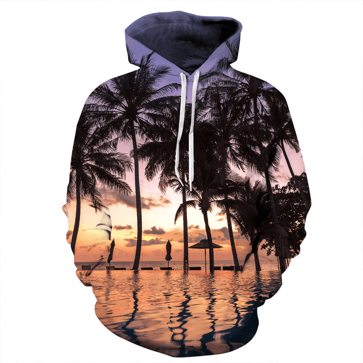 Factory Direct 3D Digital Printing Landscape Painting Cover Cap Loose Vouple''S Sweater Autumn and Winter Chaozhou Leisure Wear - MRSLM