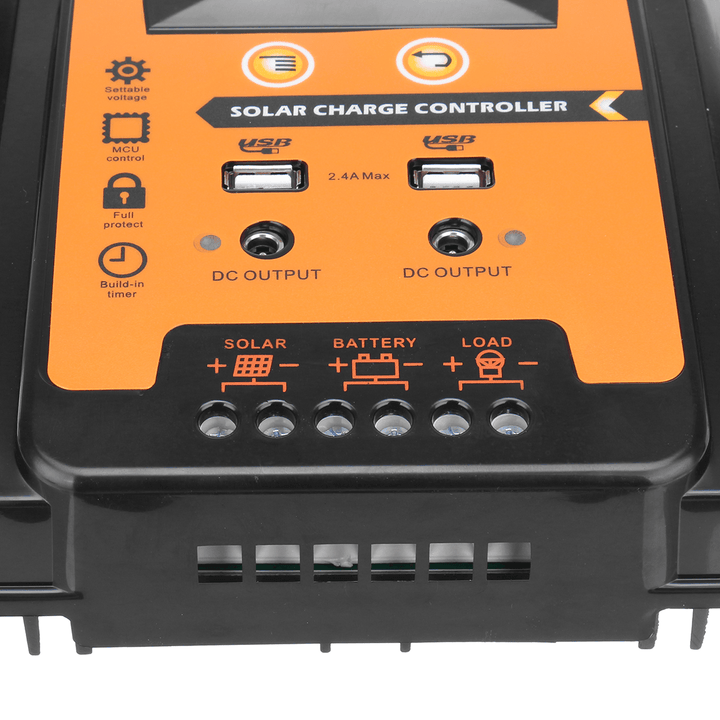 30A/50A/70A 12V/24V 2 USB Solar Charge Controller Intelligent PWM Solar Panel Battery Regulator Solar Controller - MRSLM