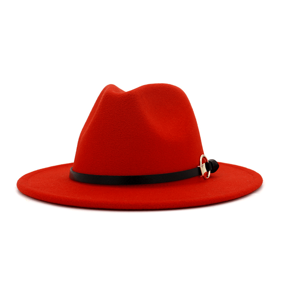 Simple Belt Flat Brim and Big Rim All-Match Jazz Hat - MRSLM