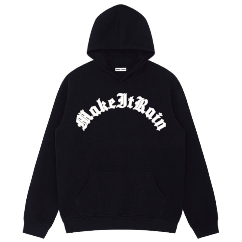 Retro Font European and American Style plus Velvet Hooded Pullover Street Fried Sweater - MRSLM