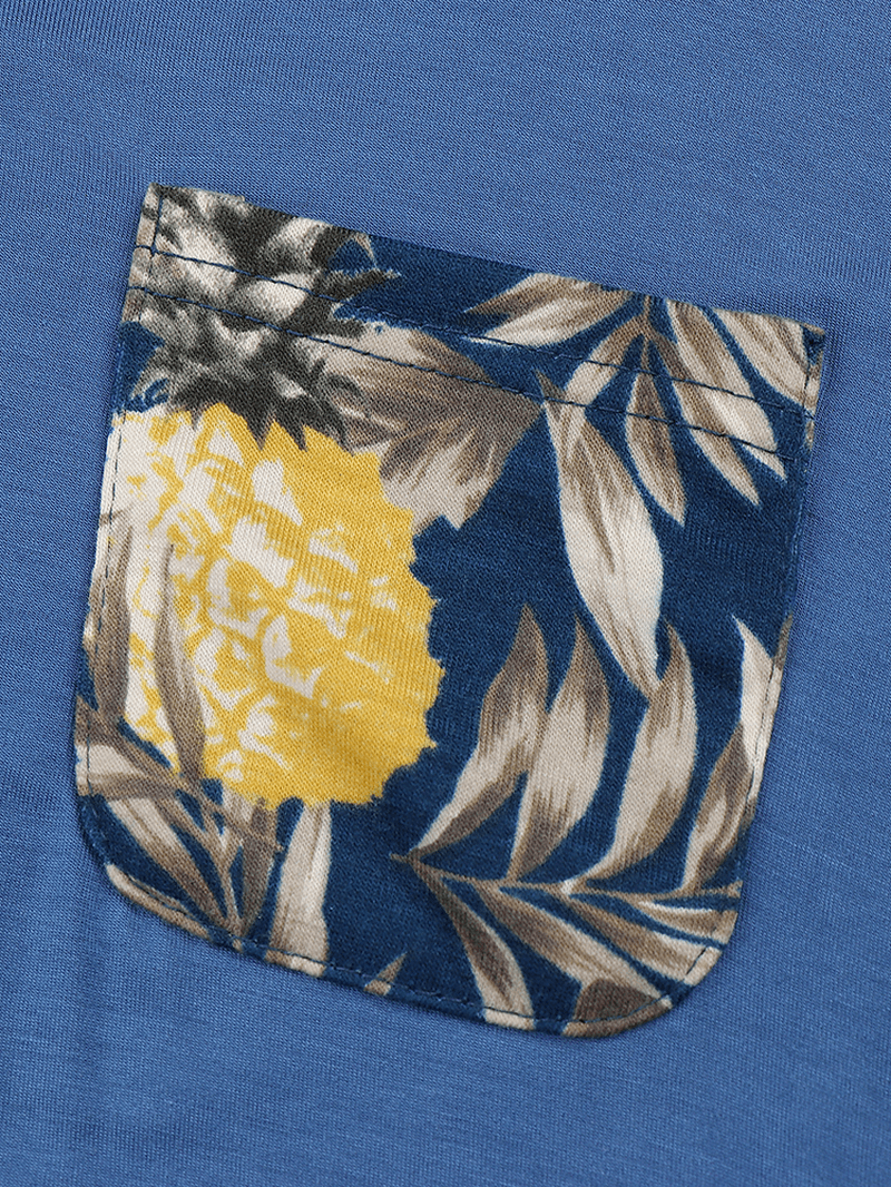 Women Pineapple Plant Print V-Neck Short Sleeve Drawstring Home Pajama Set - MRSLM