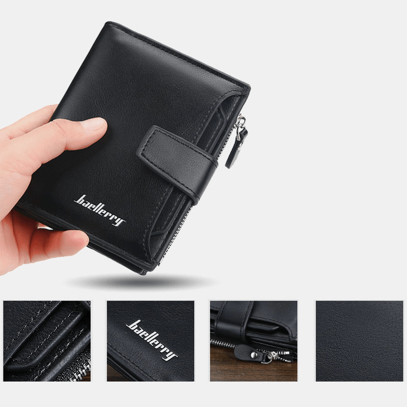 Baellerry Men Faux Leather Short Wallet Card Holder Coin Bag - MRSLM
