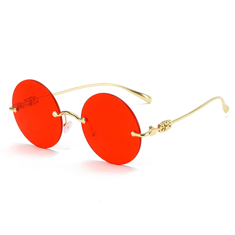 round gold frame gradient sunglasses, view 6 - MRSLM