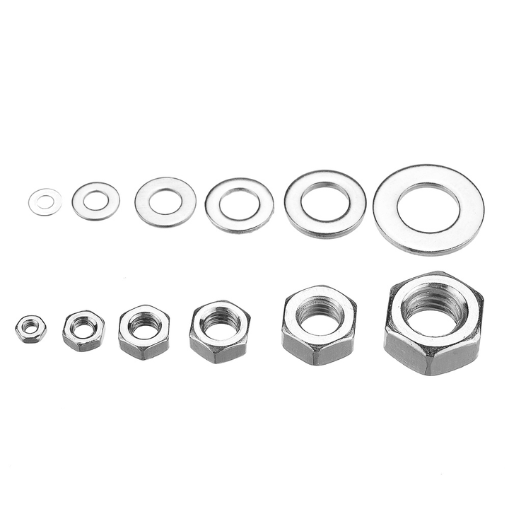 Suleve™ MXSW7 137Pcs M2 to M8 Stainless Steel Flat Washer Spacer Hex Nut M2/M3/M4/M5/M6/M8 Kit - MRSLM
