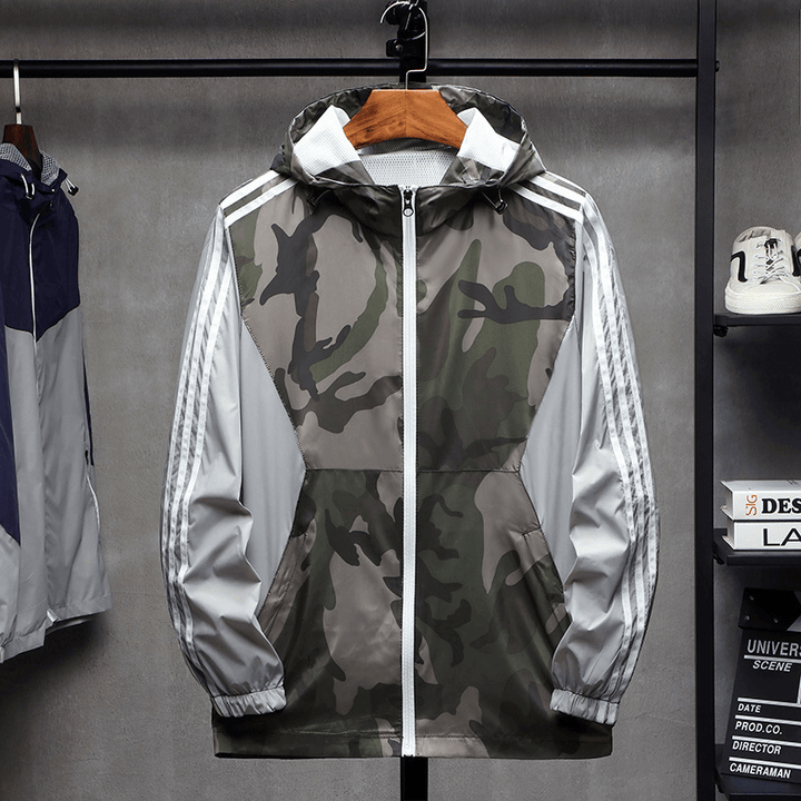 Three-Bar Camouflage Casual Windbreaker - MRSLM