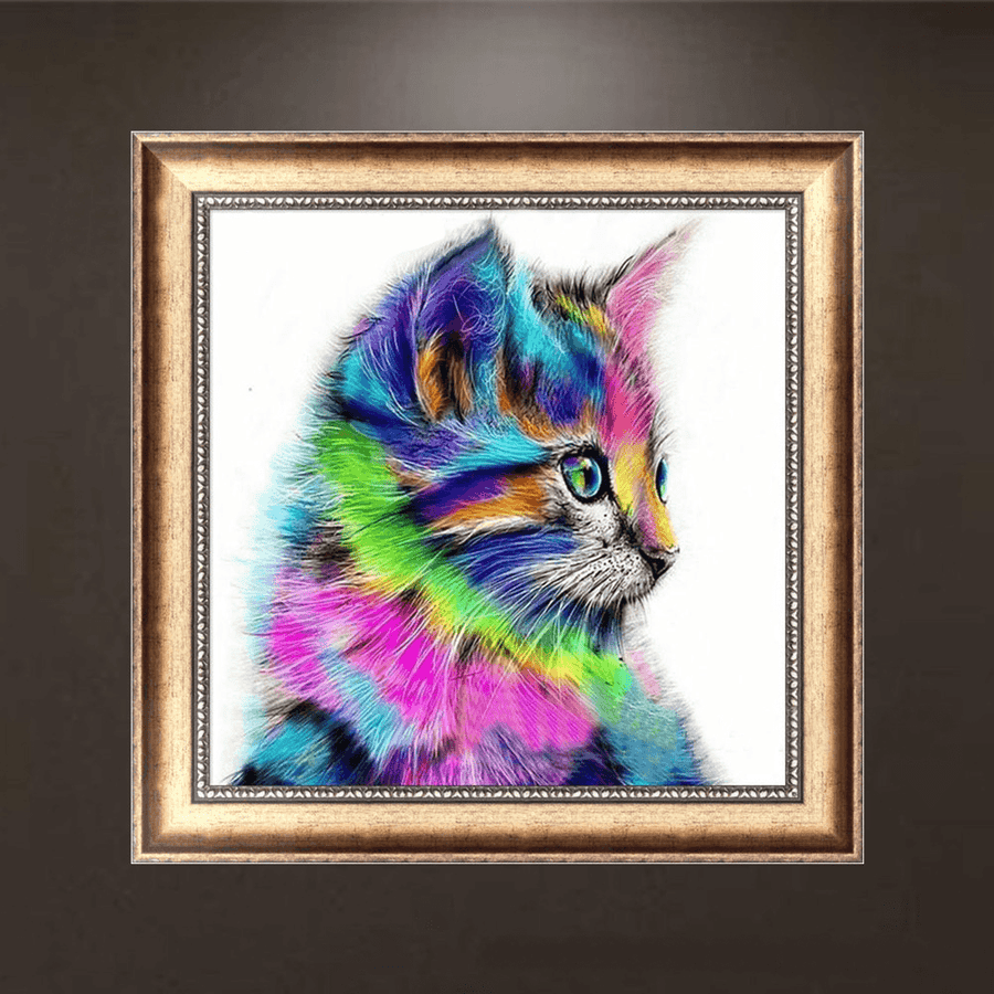 Honana WX-679 30X30Cm 5D DIY Cross Stitch Colorful Cat Diamond Printing Embroidery Home Decor - MRSLM