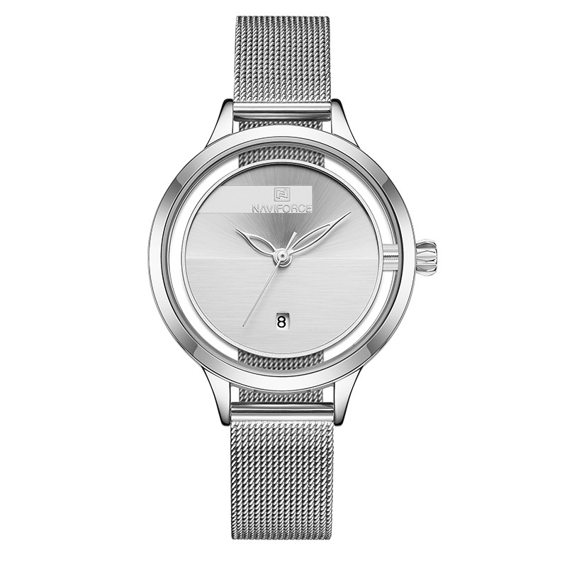 NAVIFORCE NF5014 Full Steel Hollow Ladies Wrist Watch Date Display Waterproof Quartz Watch - MRSLM