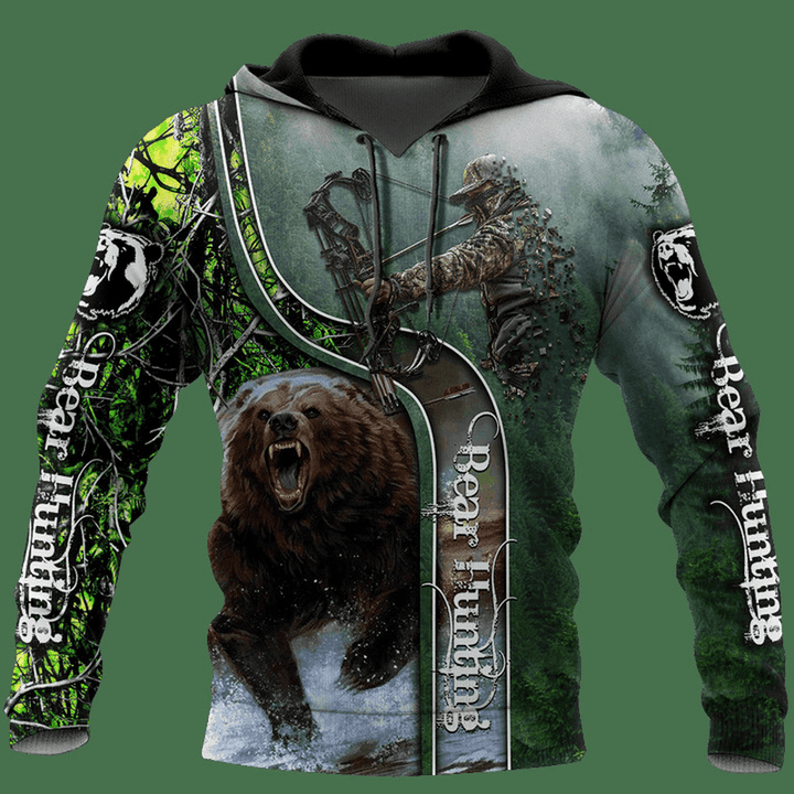 American Super plus Size Men Sweater Bear Stupid Bear Series Hooded Pullover Sweater Casual Long-Sleeved - MRSLM