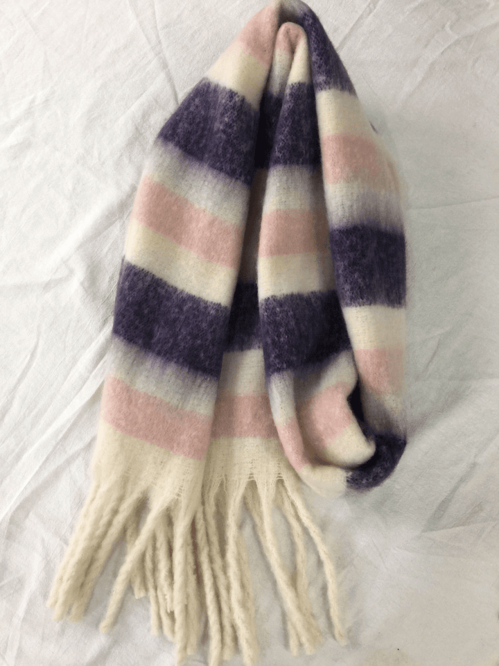 Women'S Autumn Colorful Striped Warm Cashmere Plaid Scarf - MRSLM