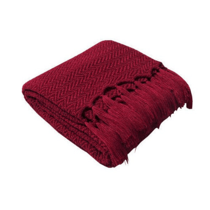 Warm Cozy Knitted Throw Blankets Red 130Cm X160Cm - MRSLM