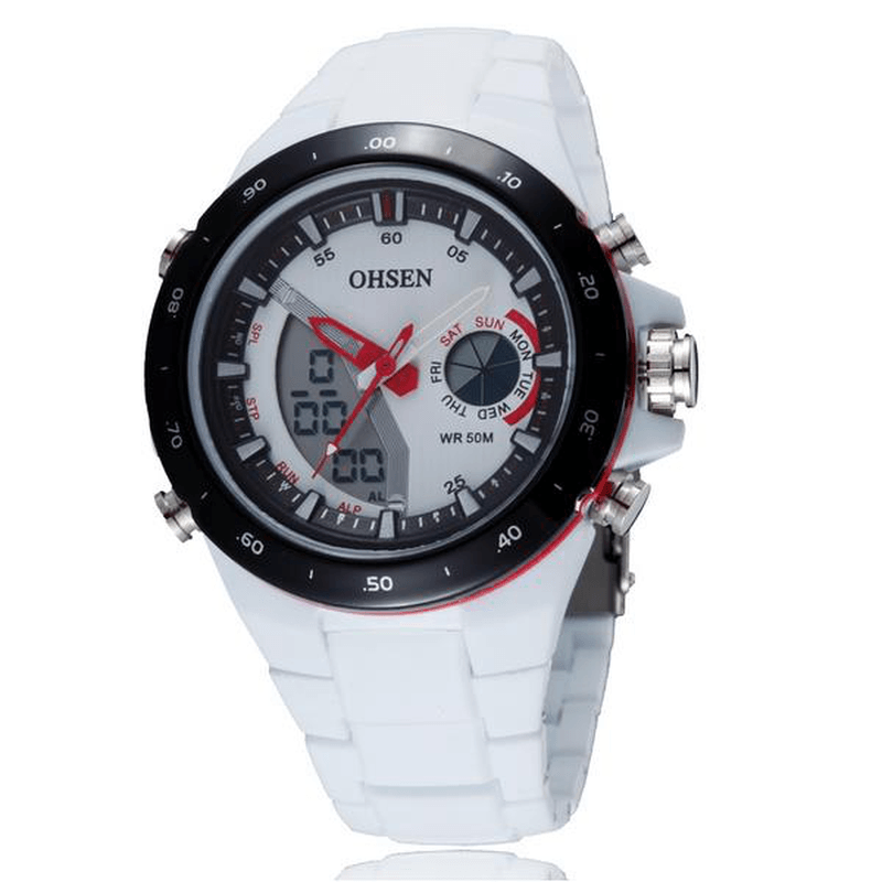 OHSEN AD2802 Digital Analog Alarm Stopwatch Men Sport Watch - MRSLM