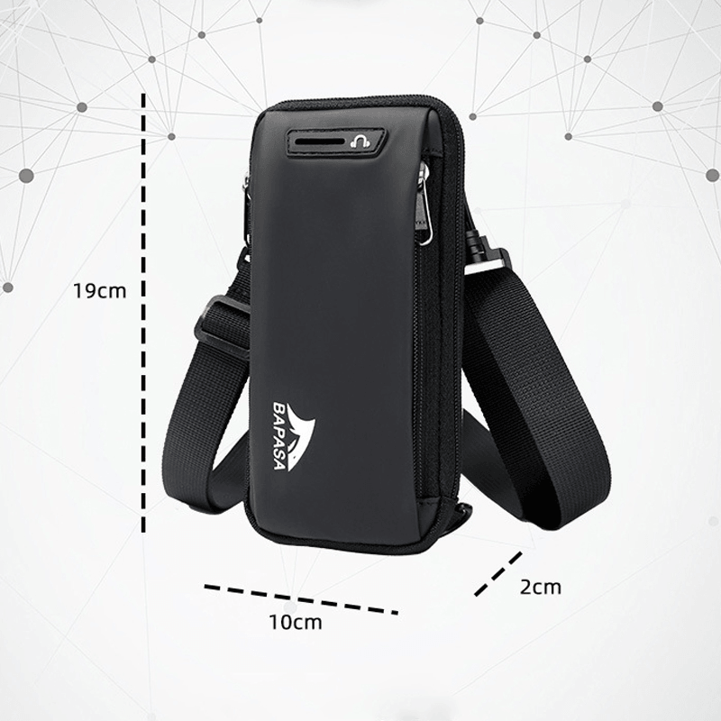 Men PU Leather Multifunction Large Capacity Casual Mini Phone Bag Waist Bag Shoulder Bag Crossbody Bag - MRSLM