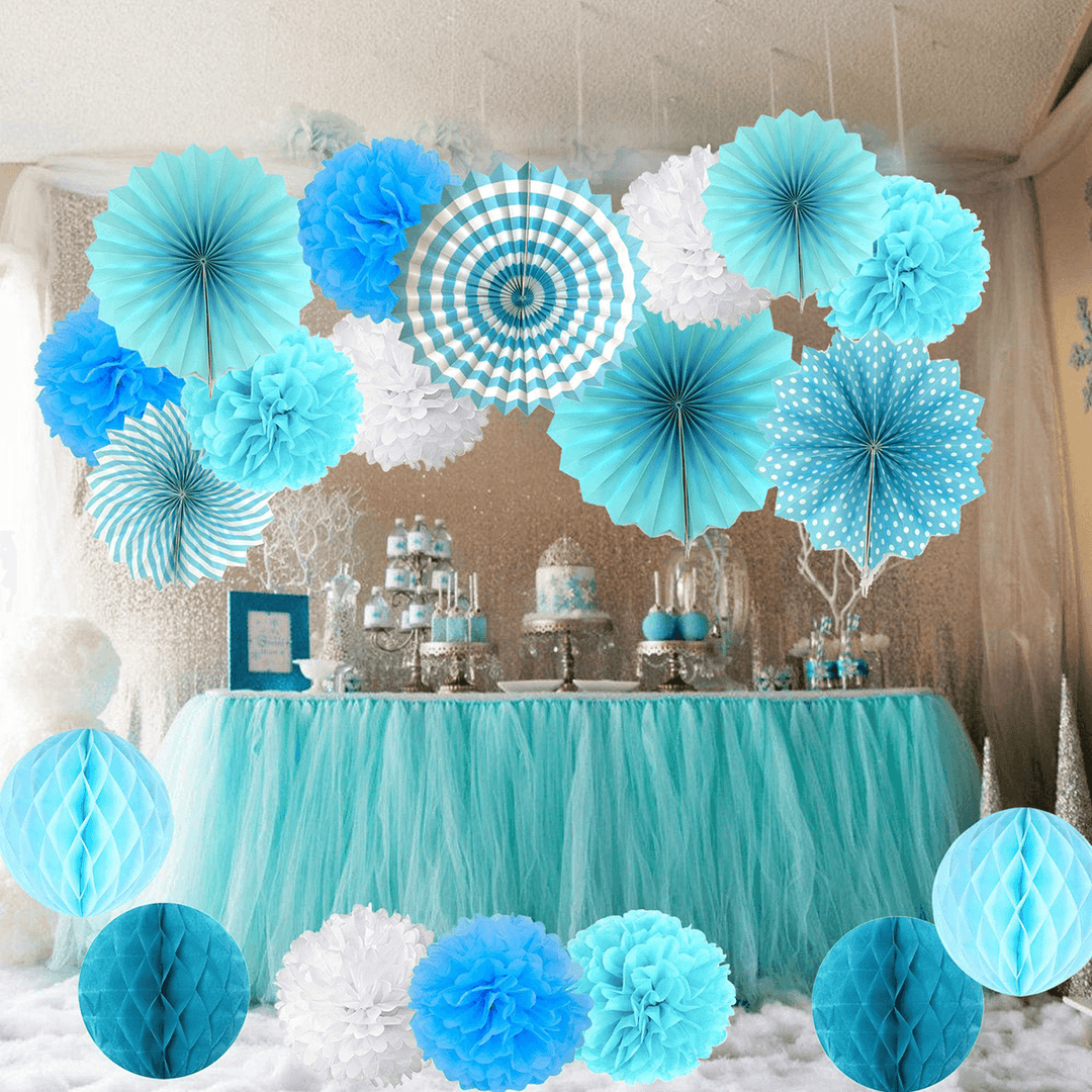19Pcs Tissue Paper Pom Poms Flower Balls Pompom for Wedding Party Home Baby Shower Decorations - MRSLM
