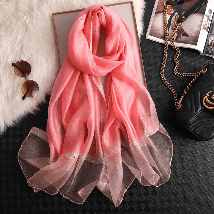 Fashion Big Red Silk Scarf Women'S Thin Scarf All-Match - MRSLM