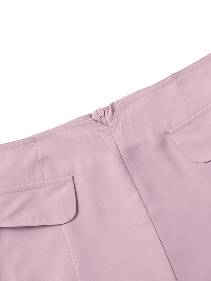 Women Solid Color Zipper Back Casual High Waist Skirts - MRSLM