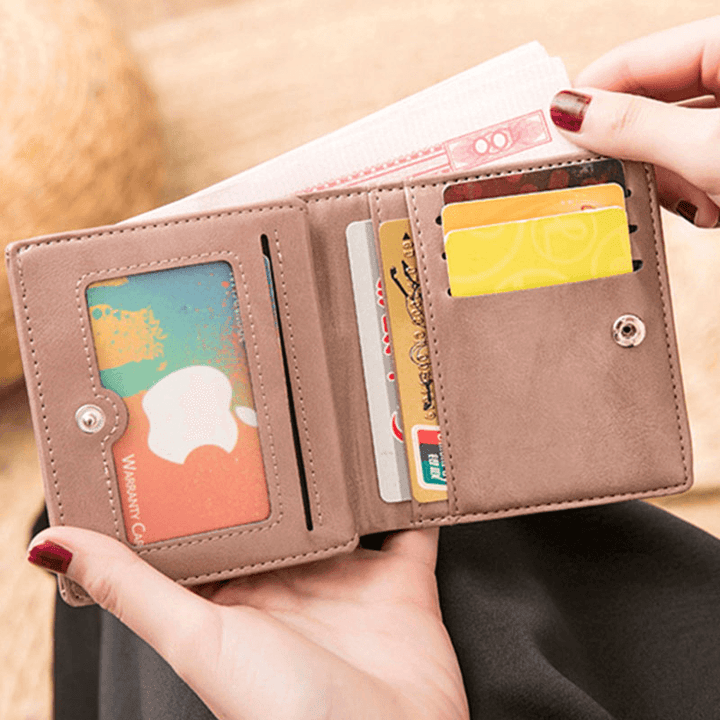 Women Retro Mni Bifold Multi-Card Slot Card Holder Wallet - MRSLM