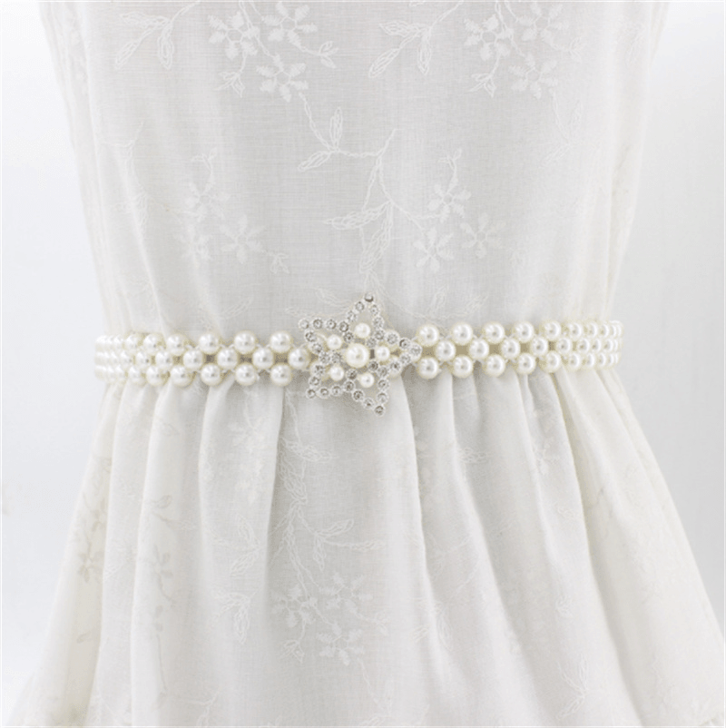 Women'S Rhinestone Pearl Waist Chain Fashion Dress Decoration - MRSLM