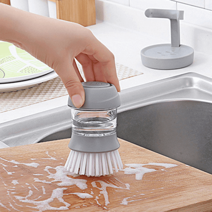 Ipree® Automatic Dishwashing Liquid Adding Brush Pot Pan BBQ Cleaning Tool Camping Picnic - MRSLM
