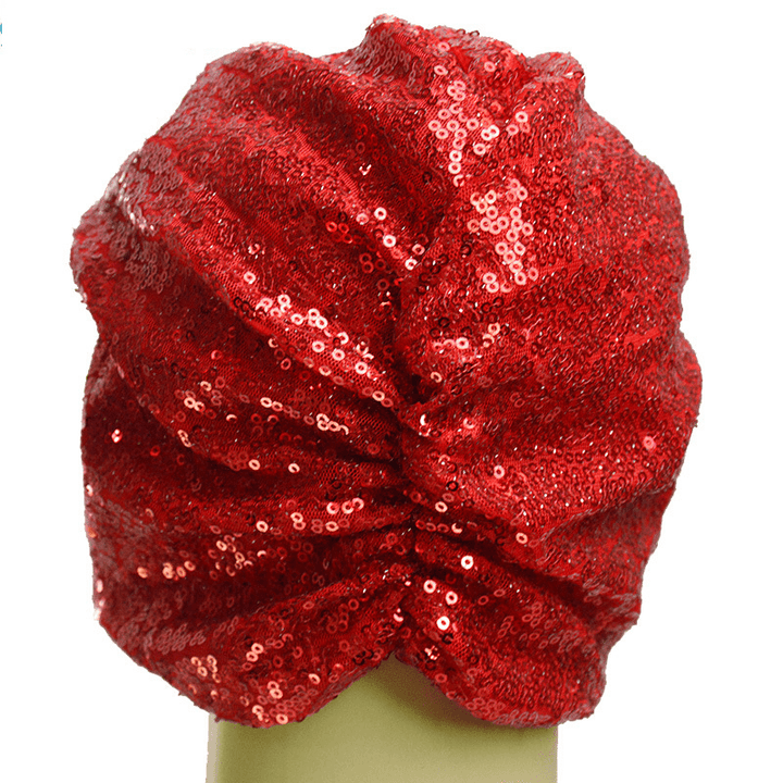 Ladies Fashion New Sequin Bow Bandana Hat - MRSLM