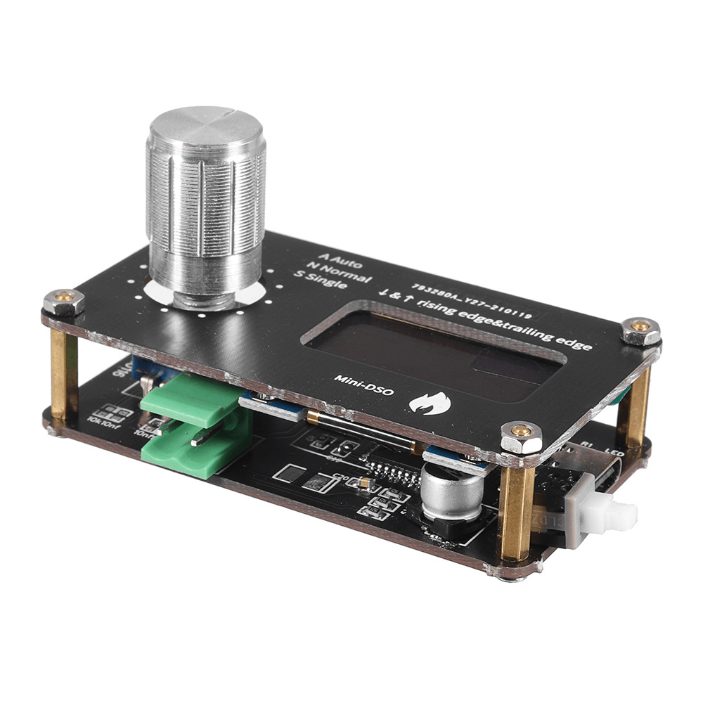 0.96 Inch OLED Display Mechanical Button 250 Khz Sampling Rate Simple Oscilloscope Metal Knob Adjustment Single-Channel Measuring Mini Oscilloscope - MRSLM