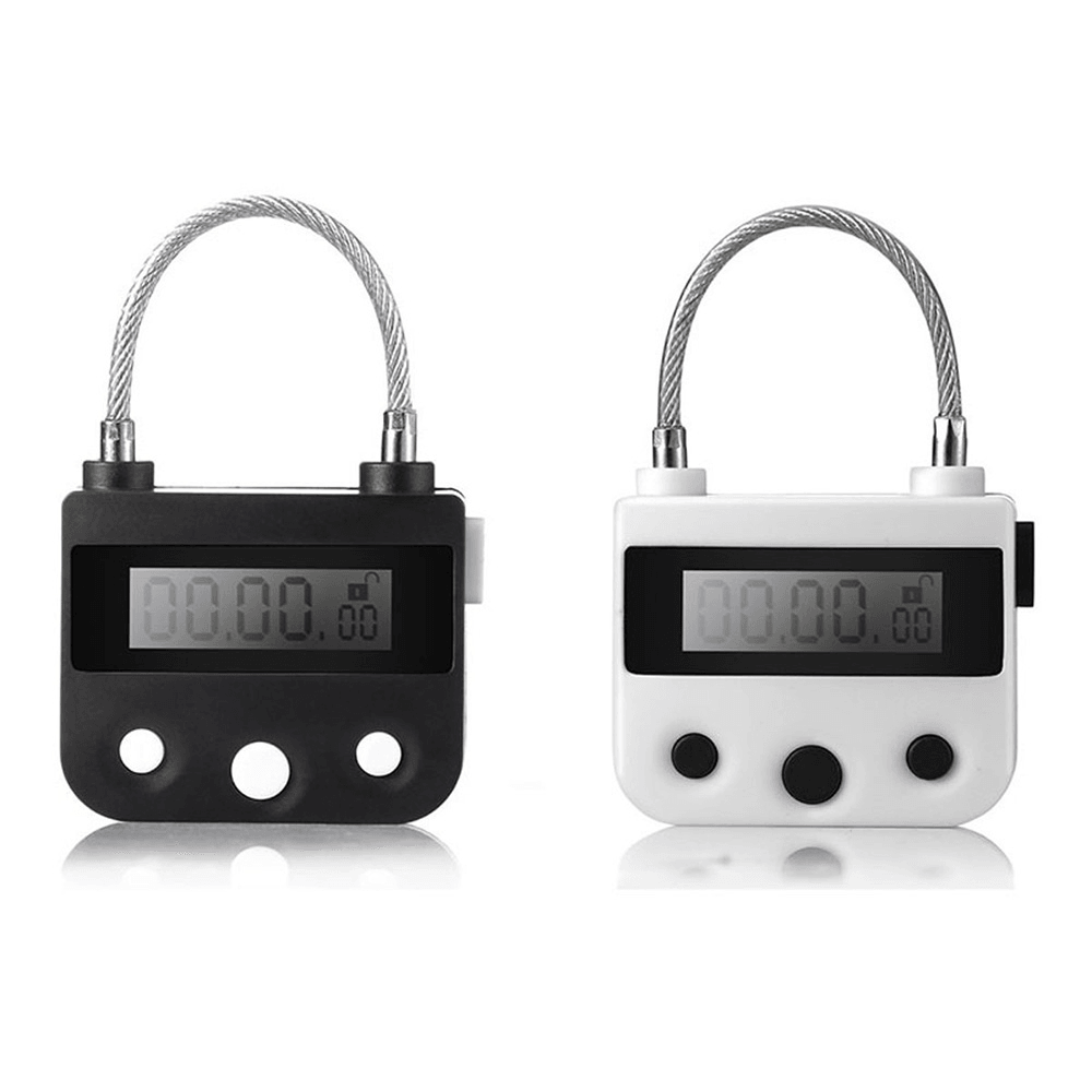 99 Hours USB Rechargeable Time Out Padlock Max Timing Lock Digital Timer Alarming Padlock W/ LCD Display Screen - MRSLM