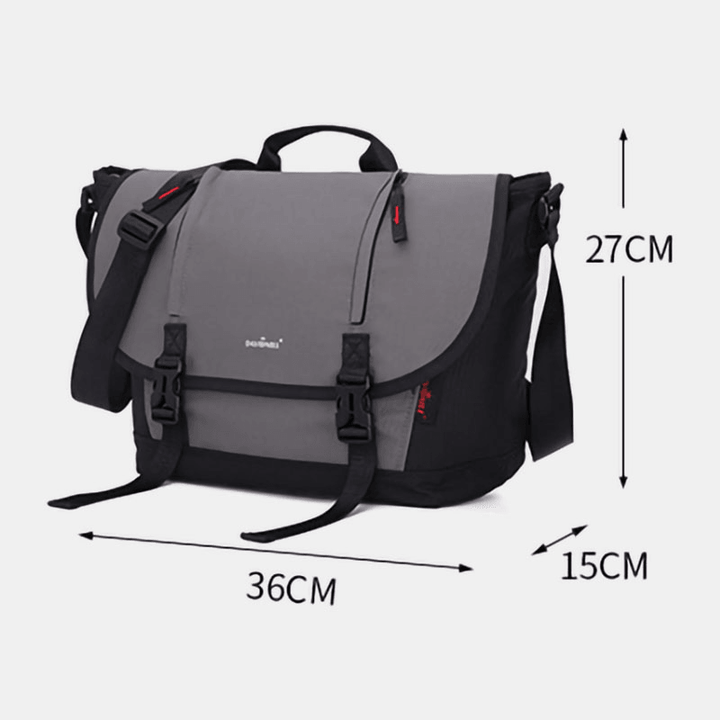 Men Oxford Horizontal Large Capacity Flap-Over Crossbody Shoulder Bag Travel Bag - MRSLM