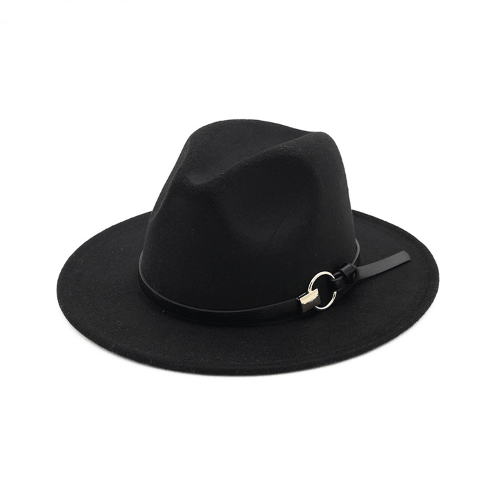 Simple Belt Flat Brim and Big Rim All-Match Jazz Hat - MRSLM