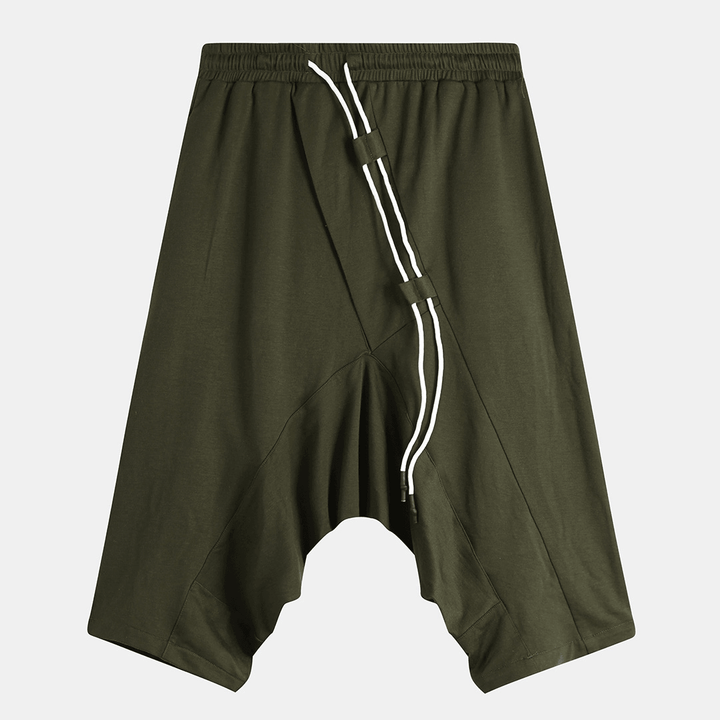 Men'S Army Green Cotton Shorts Drop Crotch Pants - MRSLM