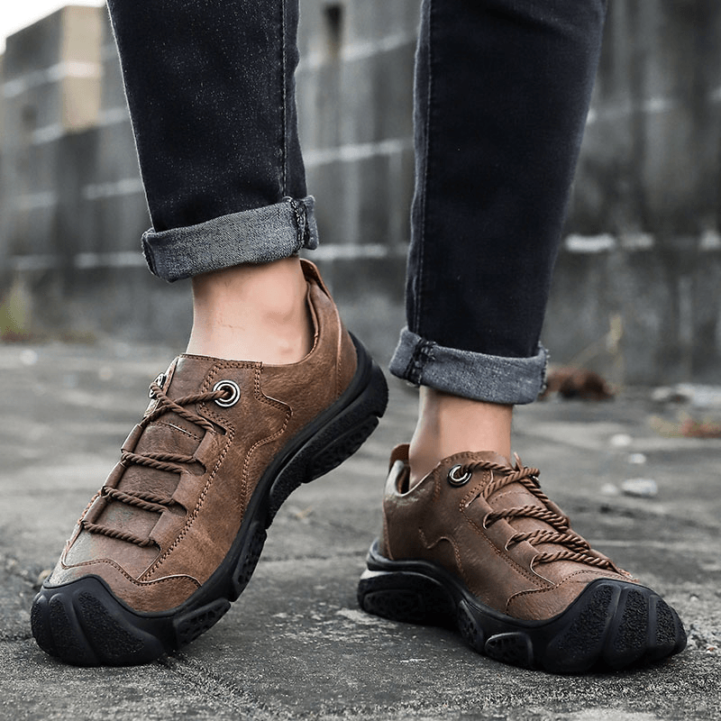 Anti-Collision Toe Cap Casual Soft Cow Split Leather Loafers - MRSLM
