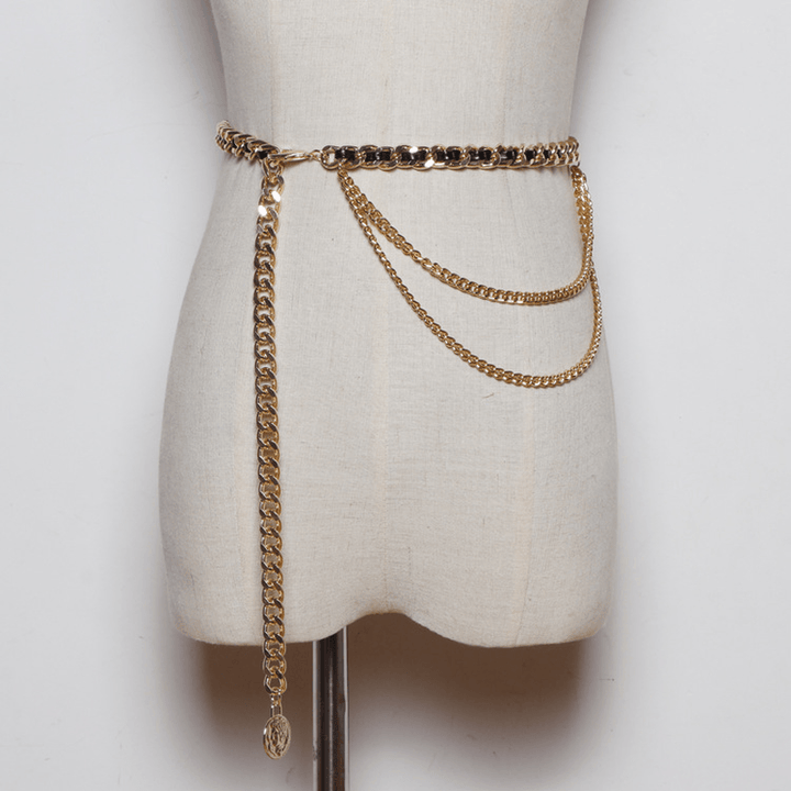 Korean Version of All-Match Waist Rope Metal Braided Waist Chain Female Thin Belt Decoration - MRSLM