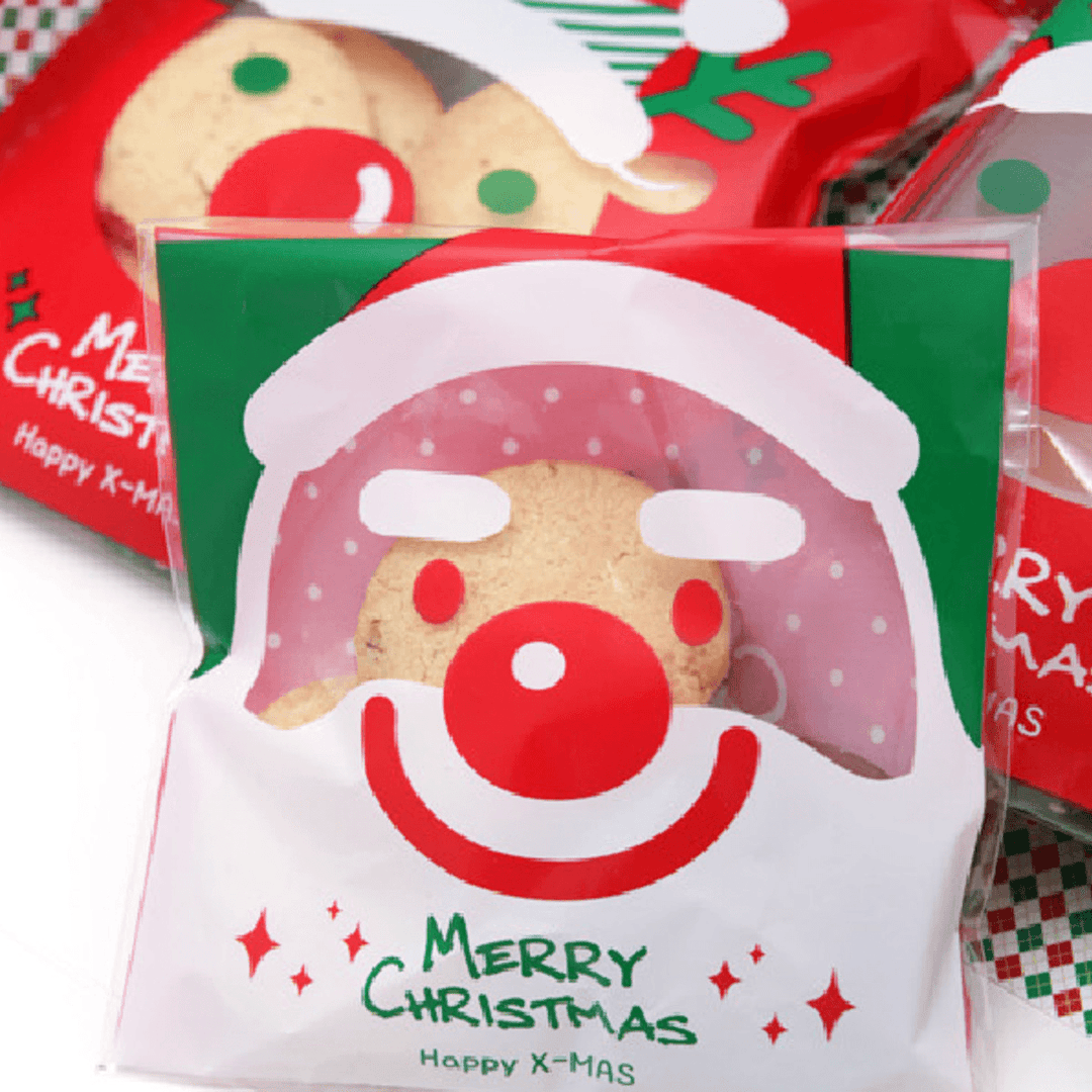 100Pcs Christmas Biscuit Candy Gift Cookie Sweet Present Bag - MRSLM