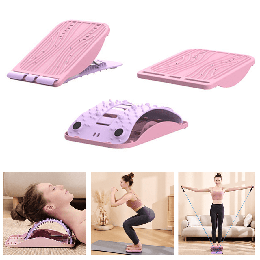 KALOAD Multifunction Magnetic Massager 12 Gear Leg Muscle Stretching 7 Gear Neck Stretch Cervical Pillow Stand-Up Balancer Slimming Fitness with Tension Rope Pulley - MRSLM