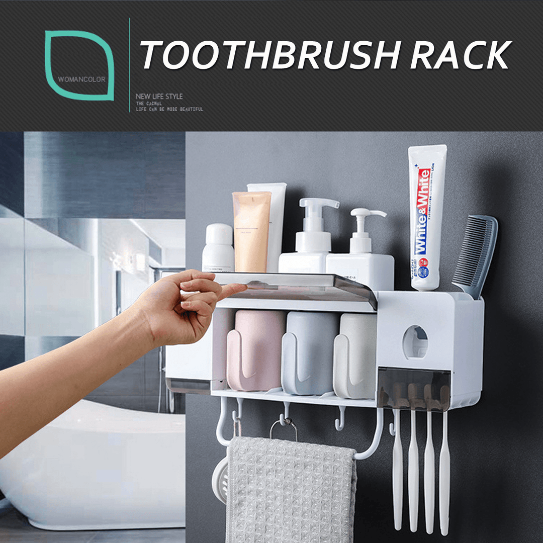 Toothbrush Holder Wall Mount Sucker Bathroom Suction Cup Set Rack Stick Firmly - MRSLM