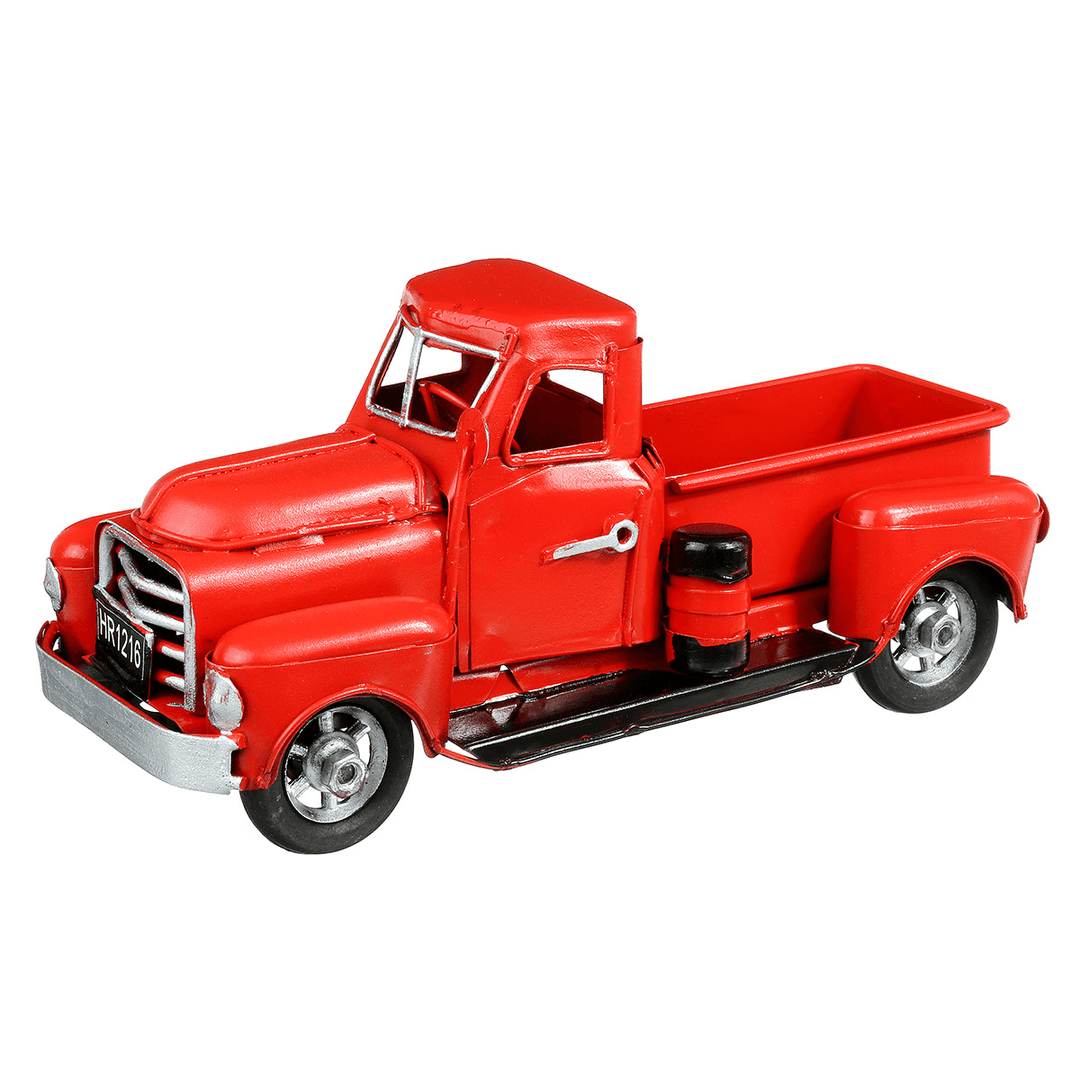 Christmas Metal Car Antique Red Truck Model Vintage Style Party Decorations + Gift - MRSLM