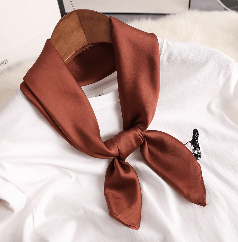 Women'S Decorative Spring and Autumn All-Match Solid Color Thin Silk Scarf - MRSLM