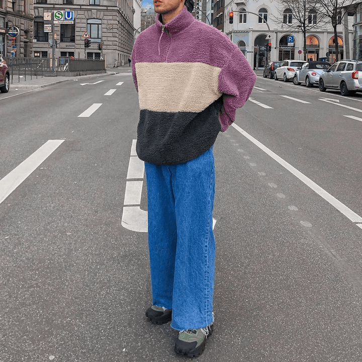 Stand-Up Collar Plush Sweater Granular Fleece Casual Jacket Men - MRSLM
