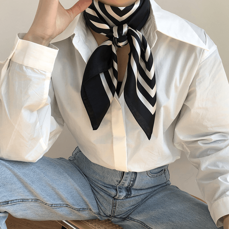 Fashion Simple Striped Silk Lady Scarf Shawl - MRSLM