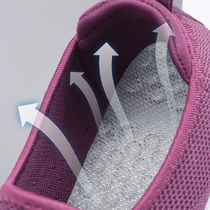 Women Solid Color Mesh Breathable Soft Antiskid Running Shoes - MRSLM