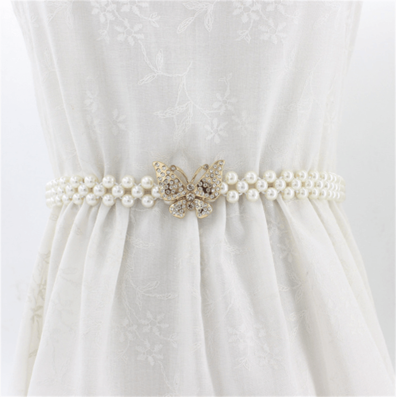 Women'S Rhinestone Pearl Waist Chain Fashion Dress Decoration - MRSLM