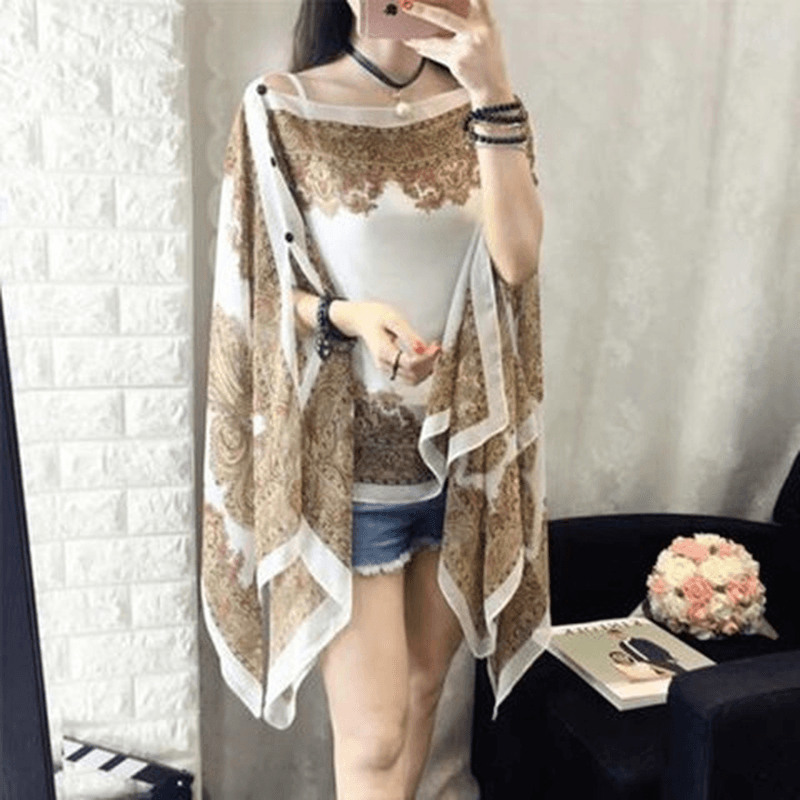 Fashionable Women'S Multifunctional Printed Chiffon Shawl - MRSLM