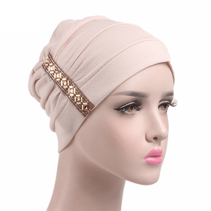Womens Chemo Cap Soft Muslem Ethnic Beanie Sleep Turban Hat Headwear for Cancer Patients - MRSLM