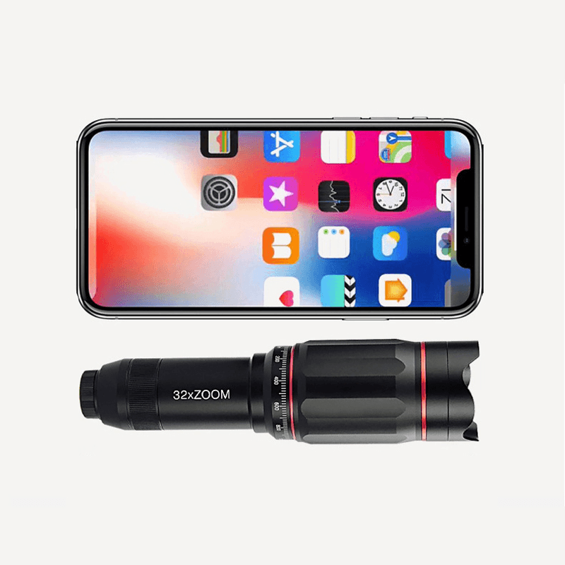 IPREE® 32X Metal Monocular Telescop Set Professional Telephoto Zoom Outdoor Camping Retractable with Tripod Phone Clip Supports Smartphone - MRSLM
