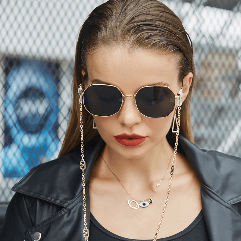 women's polygon chain sunglasses, view 3 - MRSLM