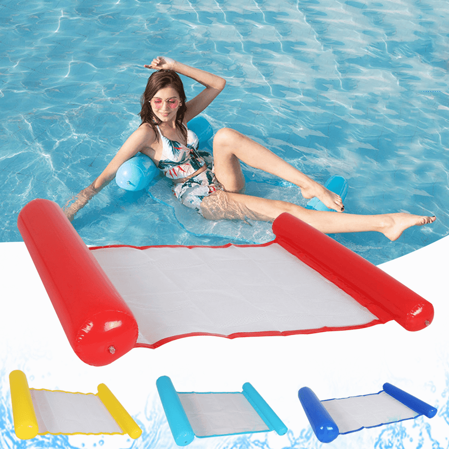 Inflatable Floating Water Hammock Swimming Pool Chair Lounge Bed Outdoor Travel Beach with Pump - MRSLM