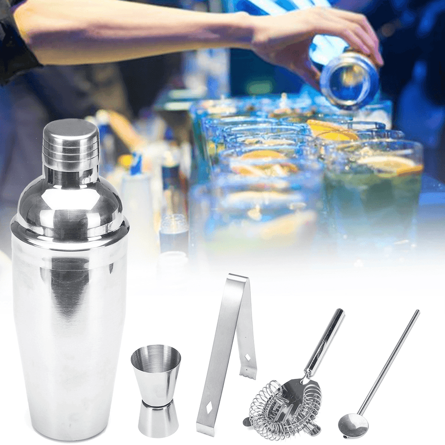Stainless Steel Cocktail Shaker Mixer Drink Bartender Martini Tools Bar Set Kit - MRSLM