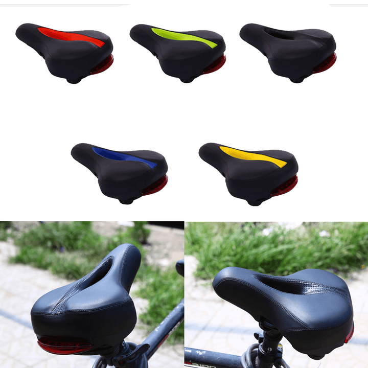 BIKIGHT MTB Bike Comfort Saddle Cushion Pad Seat Bicycle Cycling LED Tail Flashing Light - MRSLM